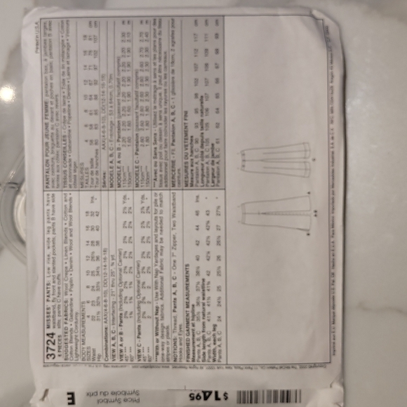 3/$20 uncut sewing pattern - Picture 2 of 2